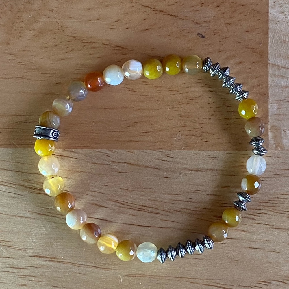 Gold yellow silver beaded bracelet